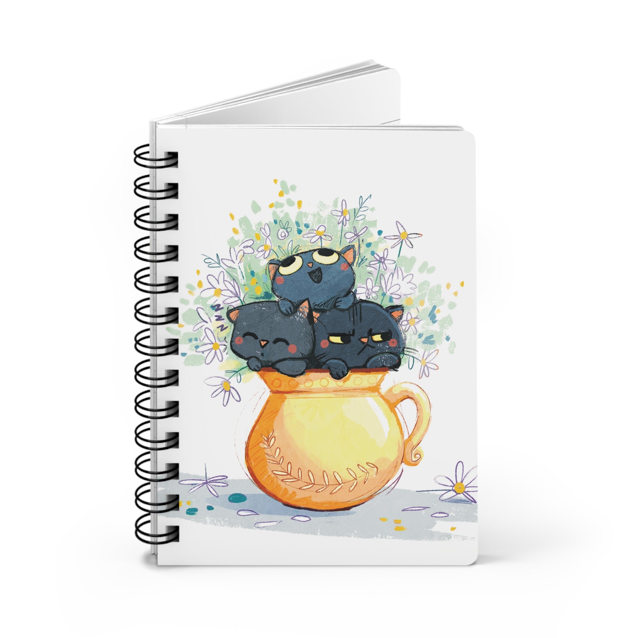 Cats in Vase Spiral Bound Journal