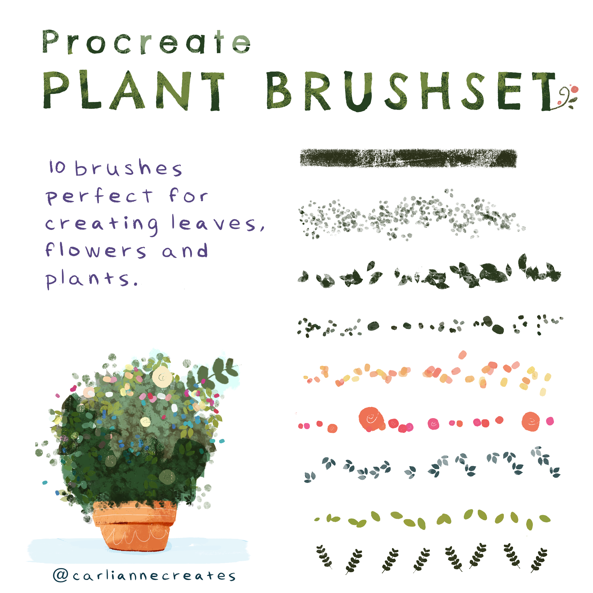 Procreate Brushes Plant Life Carlianne Creates