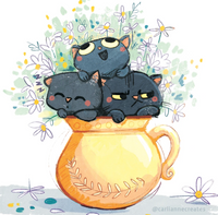 Adorable Cats in Vase Print